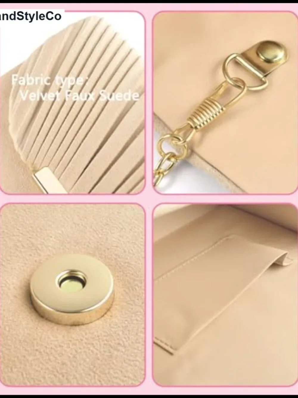 Women Velvet Faux Suede Envelope Clutch Evening Bag with Chain